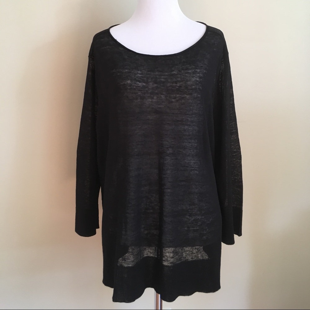 Eileen Fisher Women’s Black Pullover Sweater Sheer